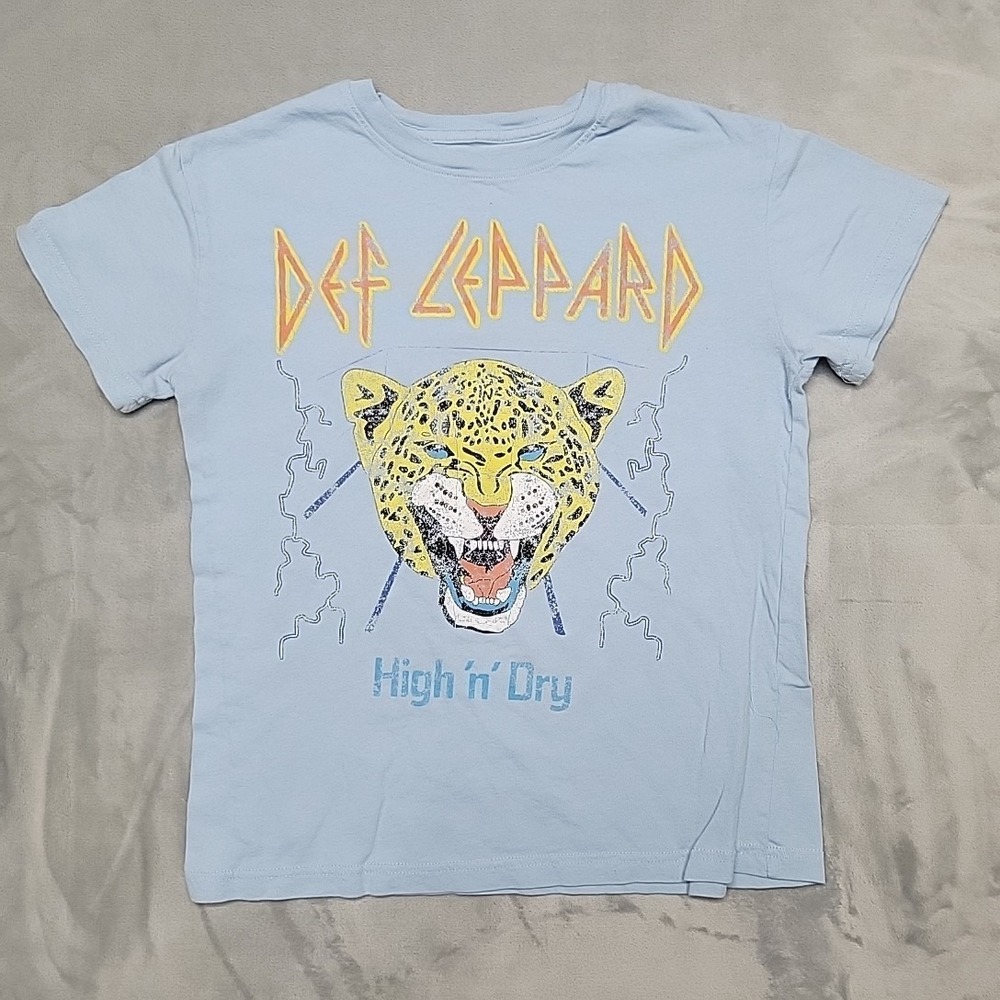 Def Leppard Shirt Women Small Blue‎ High N Dry Graphic Tee Rock Band Concert